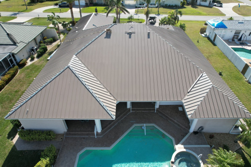 Brown Tin Roof on Home from a Residential Roofing Contractor in Fort Lauderdale