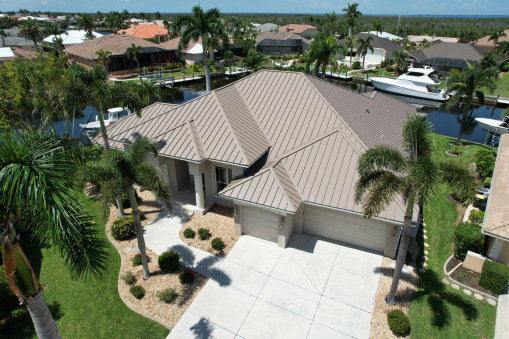 Brown Tin Roof on Home from a Residential Roofing Contractor in Fort Lauderdale