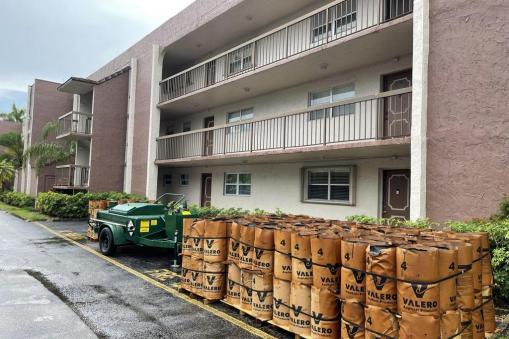 Material for Commercial Roof Repair Near Building in Miramar, FL