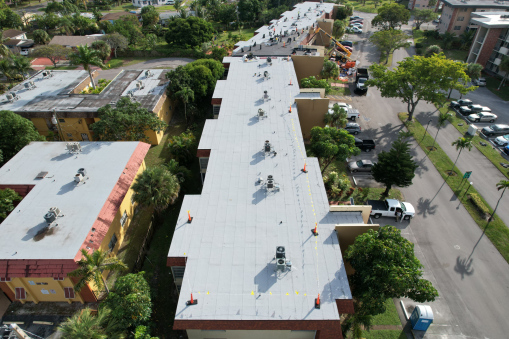 Lauderdale Oaks Condo Complex During Commercial Reroofing in Lauderdale Lakes, FL