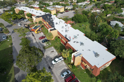 Lauderdale Oaks Condo Complex During Commercial Reroofing in Lauderdale Lakes, FL