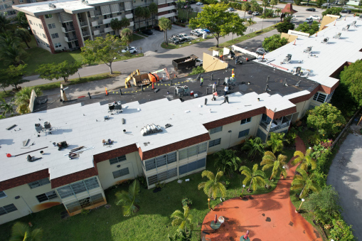 Lauderdale Oaks Condo Complex During Commercial Reroofing in Lauderdale Lakes, FL