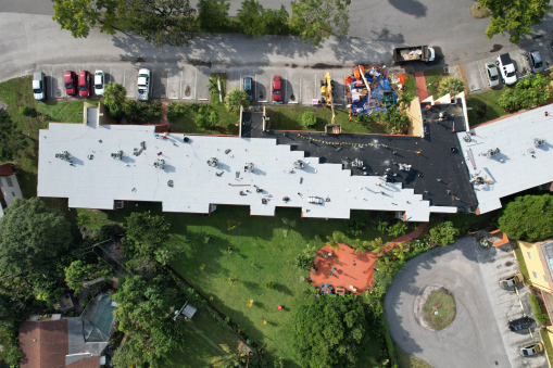 Lauderdale Oaks Condo Complex During Commercial Reroofing in Lauderdale Lakes, FL