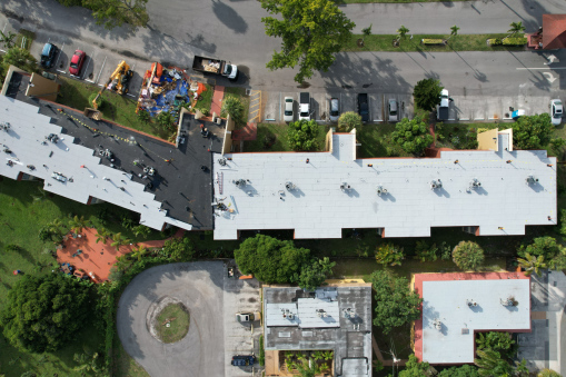 Lauderdale Oaks Condo Complex During Commercial Reroofing in Lauderdale Lakes, FL