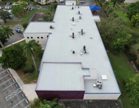roof of commercial building during Commercial Roof Installation in Dania Beach, FL